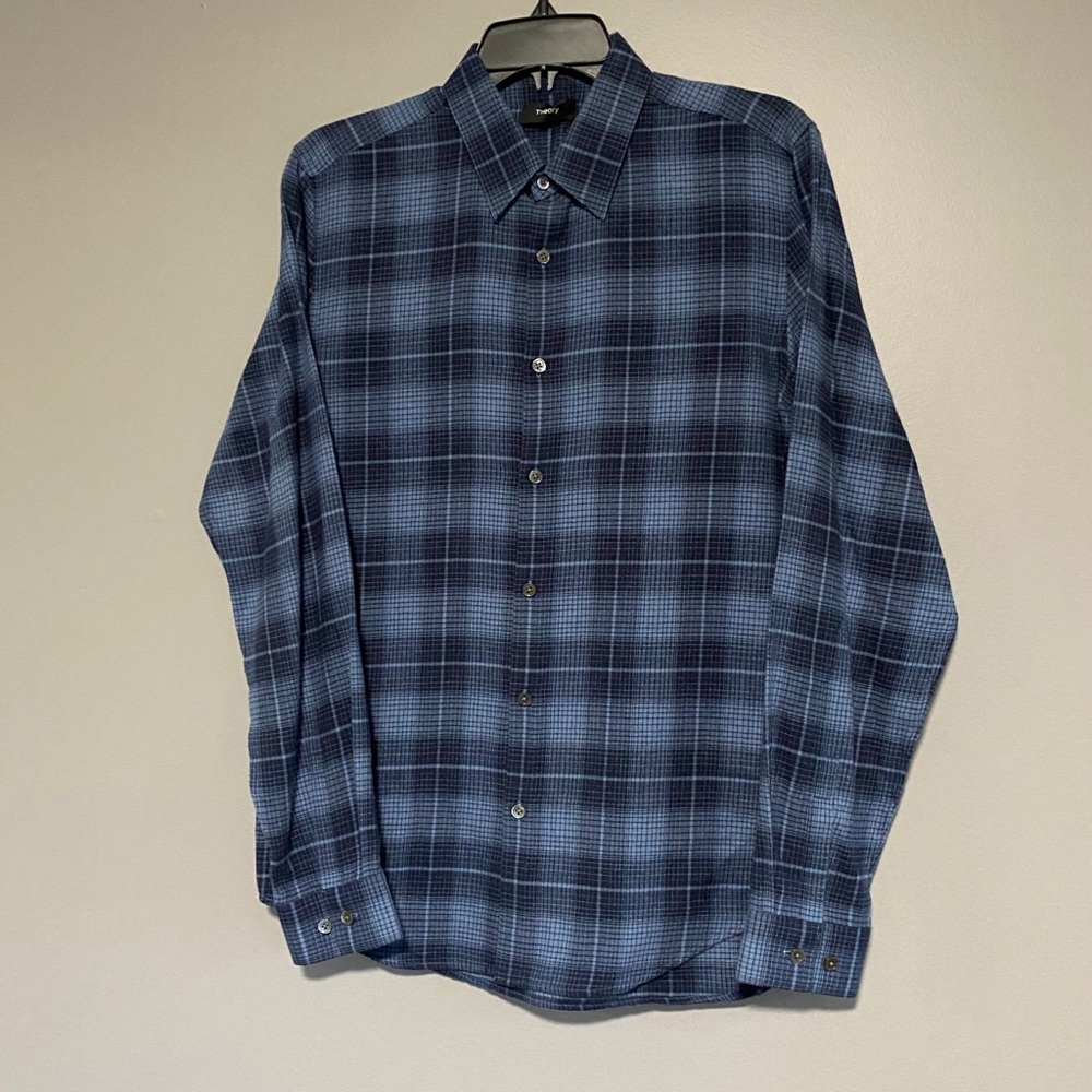 Theory Irving Shirt in Grid Cotton Flannel - Picture 4 of 7